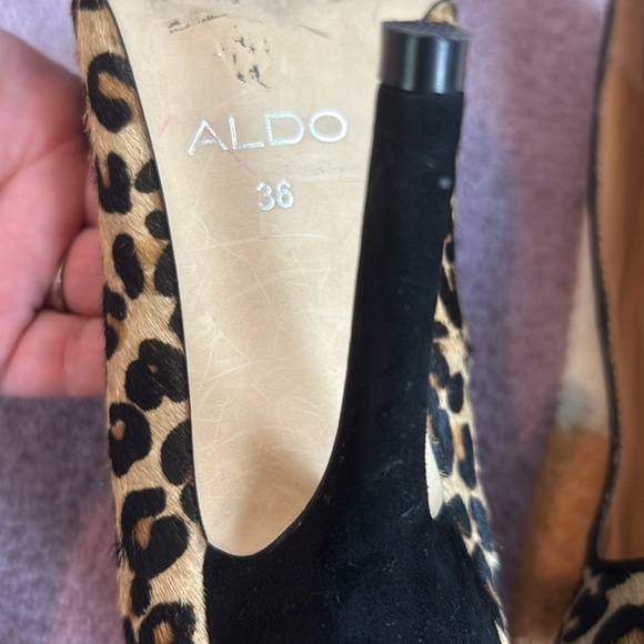 Aldo Leopard Print Pointed Leather Heels Size 5 - Picture 13 of 17